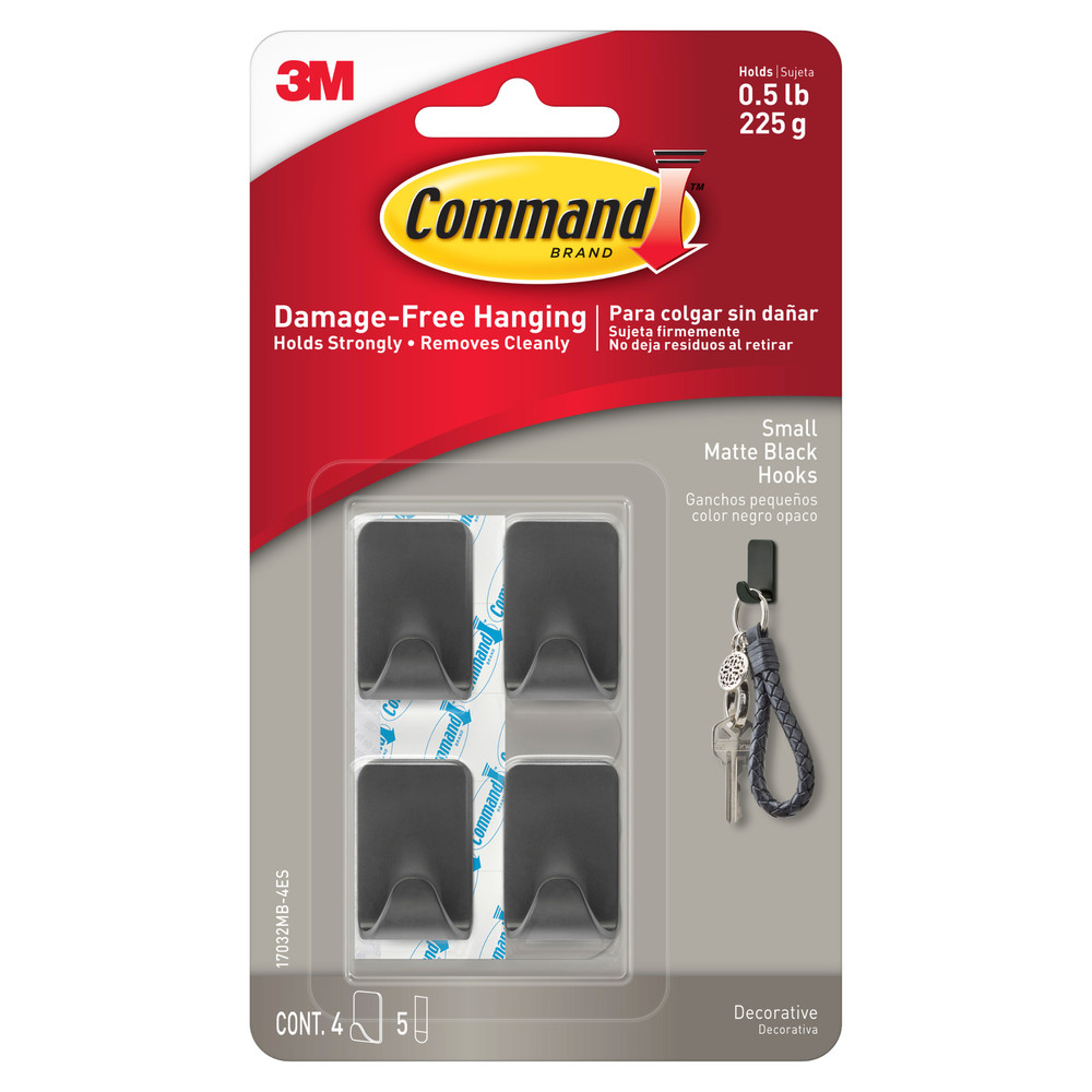 Command Small Metallic Hooks [Removable]: small / 4-pack (Black)