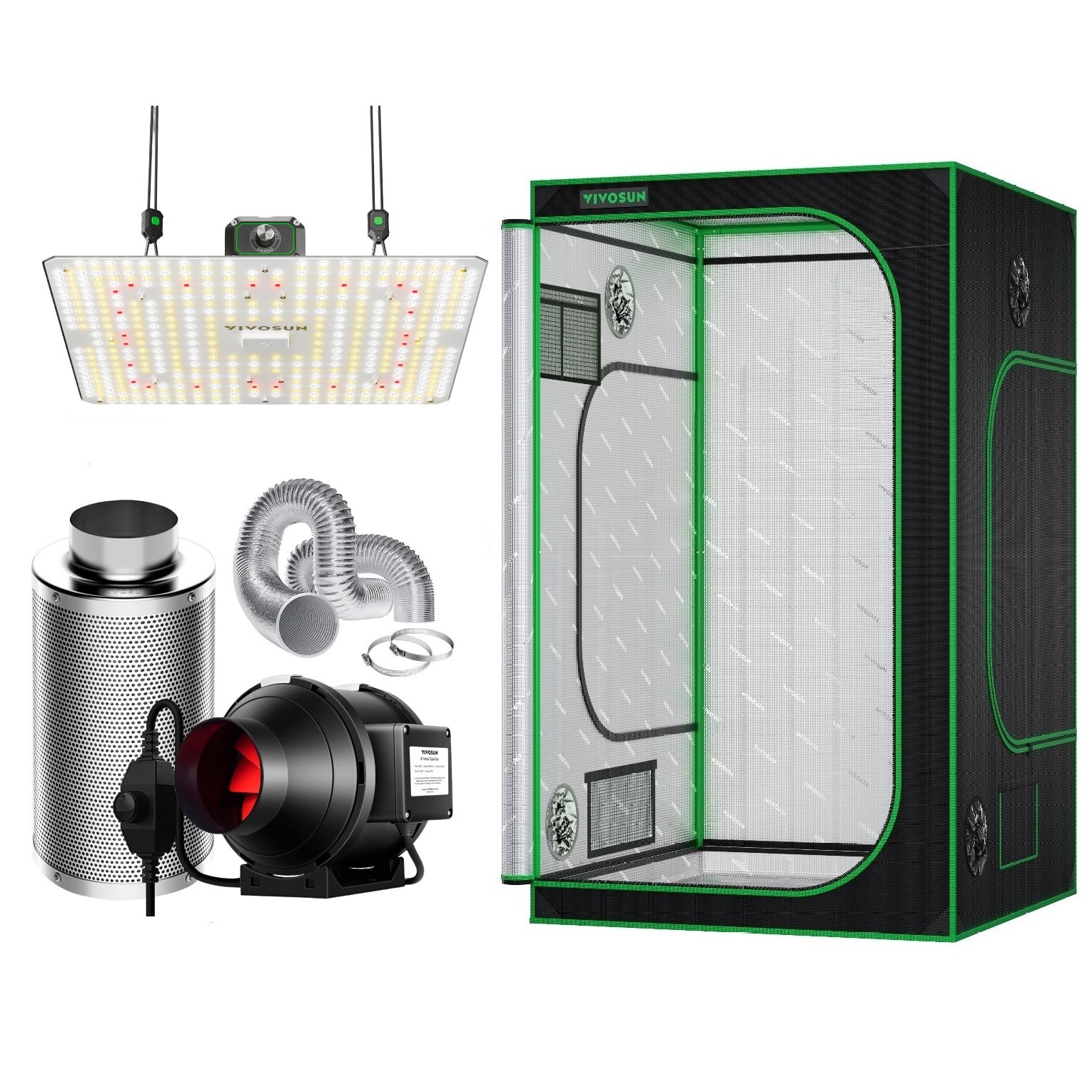 VIVOSUN 4x4 Hydroponic Grow Tent w/ 100W LED 4/6/8 Ventilation Fan 48x48x80