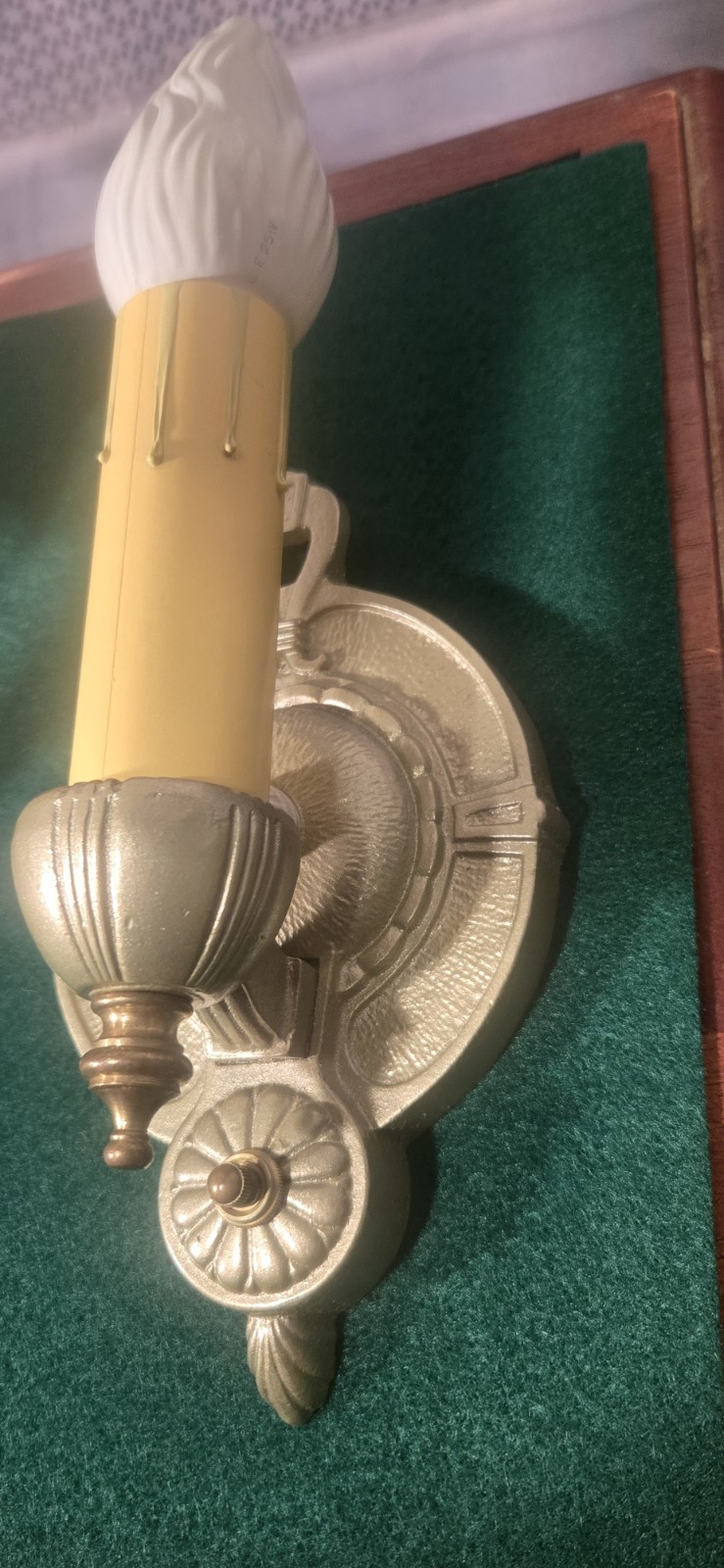 Trio Antique 1930's Markel Slip Shade Candle Wall Sconces Restored Cast Iron