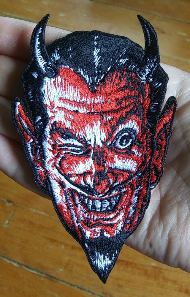 Demon SATAN Horned Wicked Red Devil Embroidered Iron On Patch