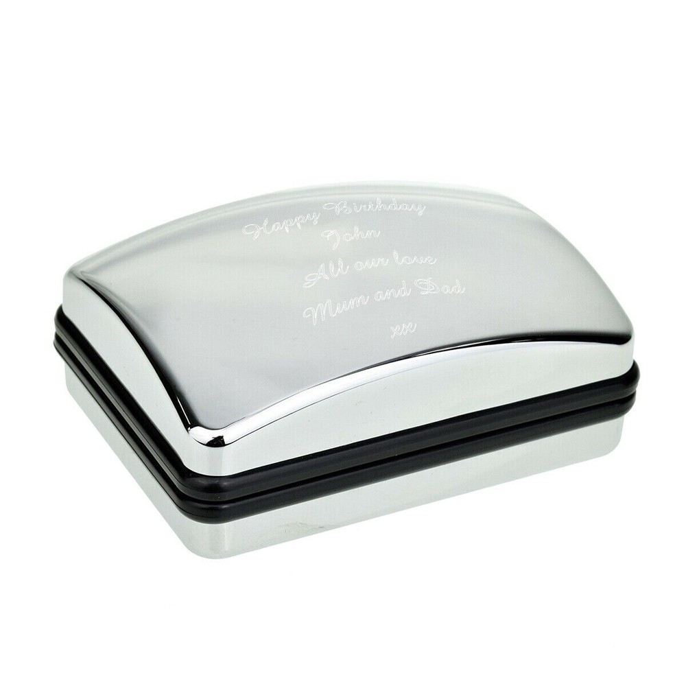 Tri Plane Design Cufflinks Presented in a Personalised Chrome Cufflink Box
