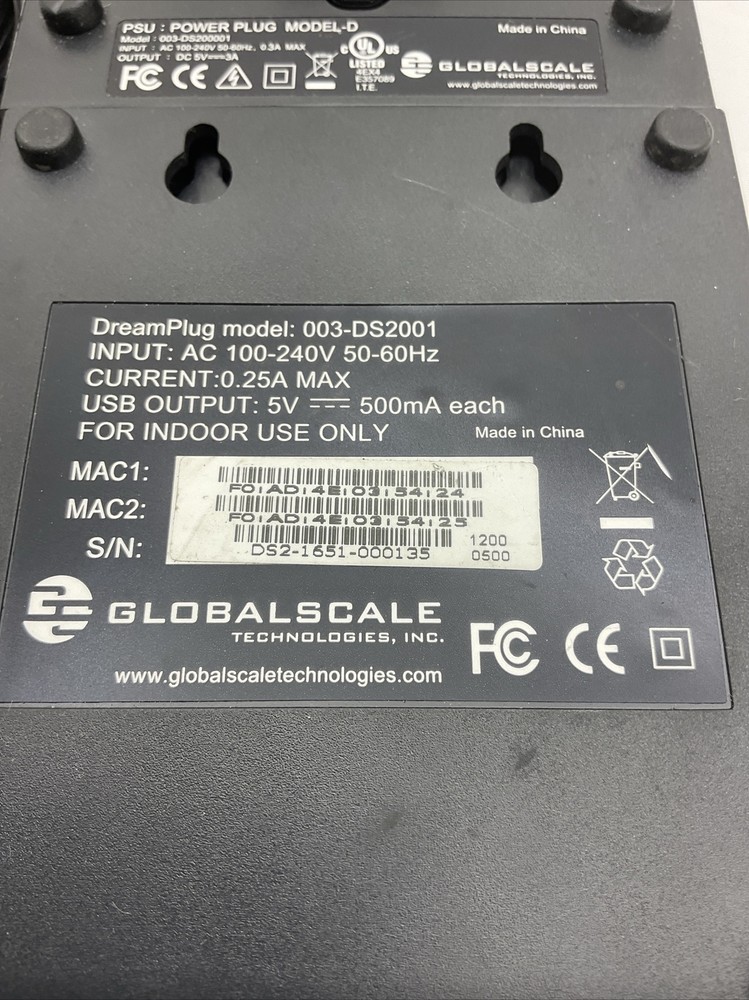 Globalscale Technologies DreamPlug 003-DS2001 Plug Computer - TESTED & RESET