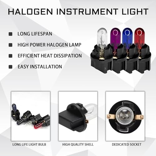 10PCS Car T5 Instrument Light, Car Dashboard Halogen Bulbs，12V 1.2W Purple