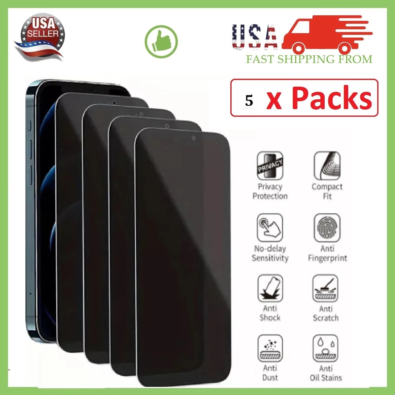 Lot of Privacy Tempered Glass Screen Protector for iPhone 17 16 15 14 Pro Max