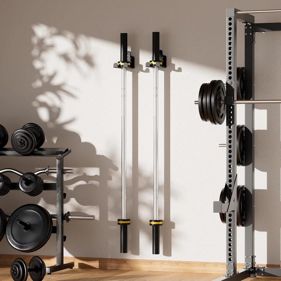 Barbell Wall Holder, Vertical Olympic Bar Mount Rack for Bars Under 33mm, Space-