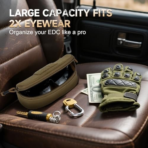 Tactical Molle Glasses Case, Shockproof Eyeglass Pouch, Sunglass Coyote Brown
