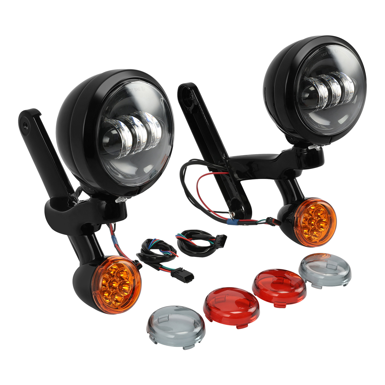 4.5" Auxiliary LED Spot Fog Light Turn Signal Fit For Harley Street Glide 94-13