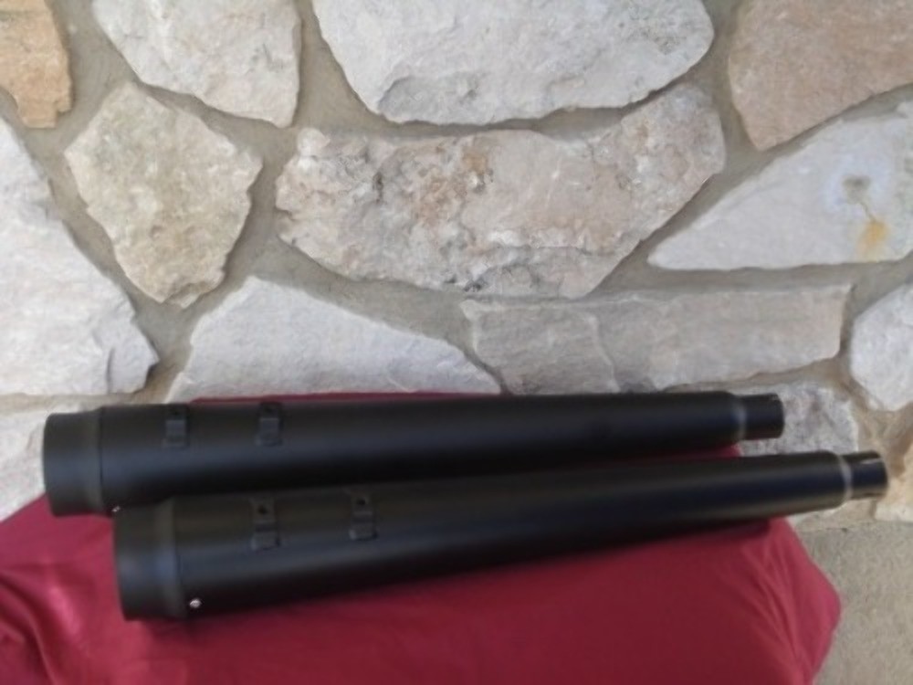 DNA 4" BLACK MEGAPHONE SLIP-ON MUFFLERS EXHAUST PIPES 1995-2016 HARLEY TOURING