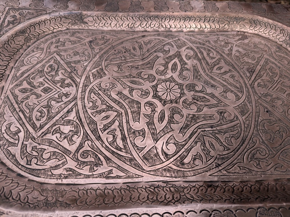 Unique Intricate Copper Tray Detailed Design