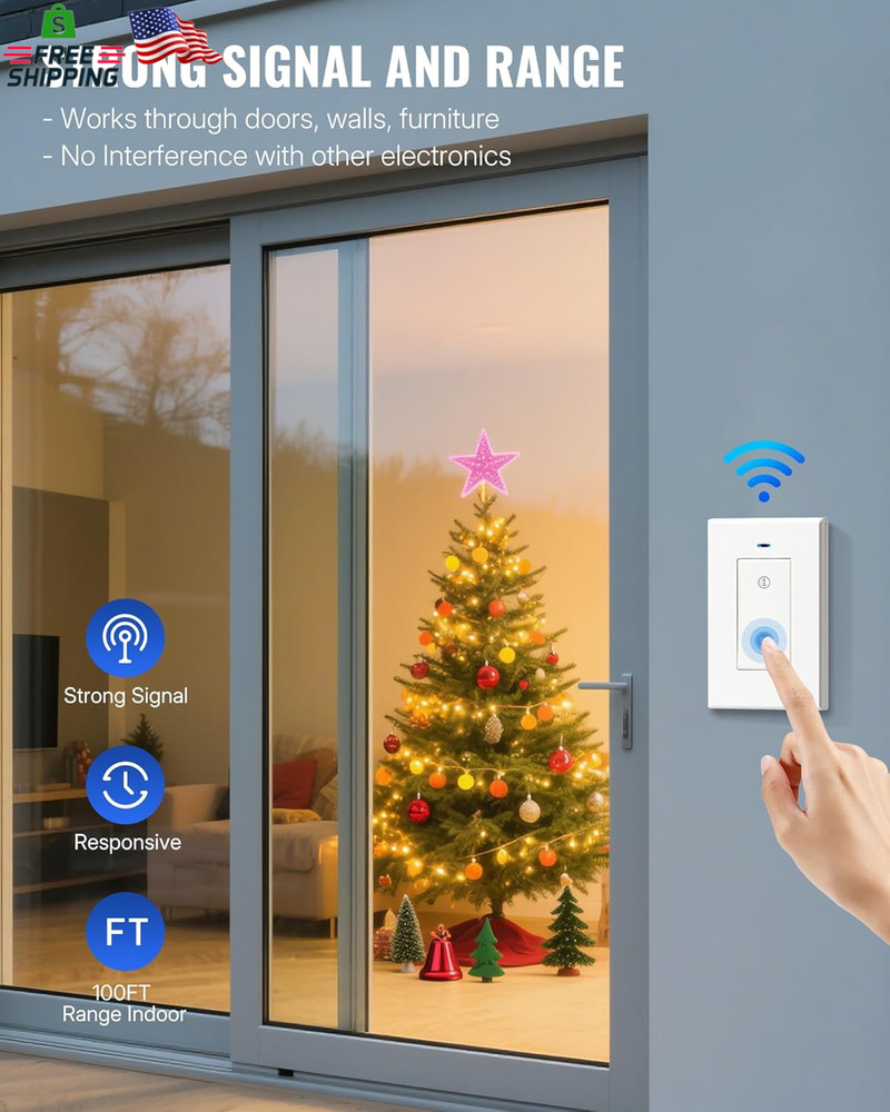 Remote Control Outlet WILAWELS Wireless Light Switch, 2 Pack Expandable and Remo