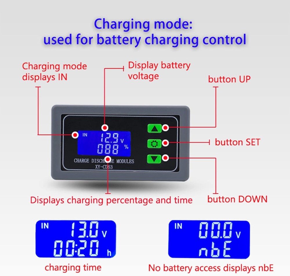 DC 6V-60V Low Voltage Protector Disconnect Switch Module with LCD Grey