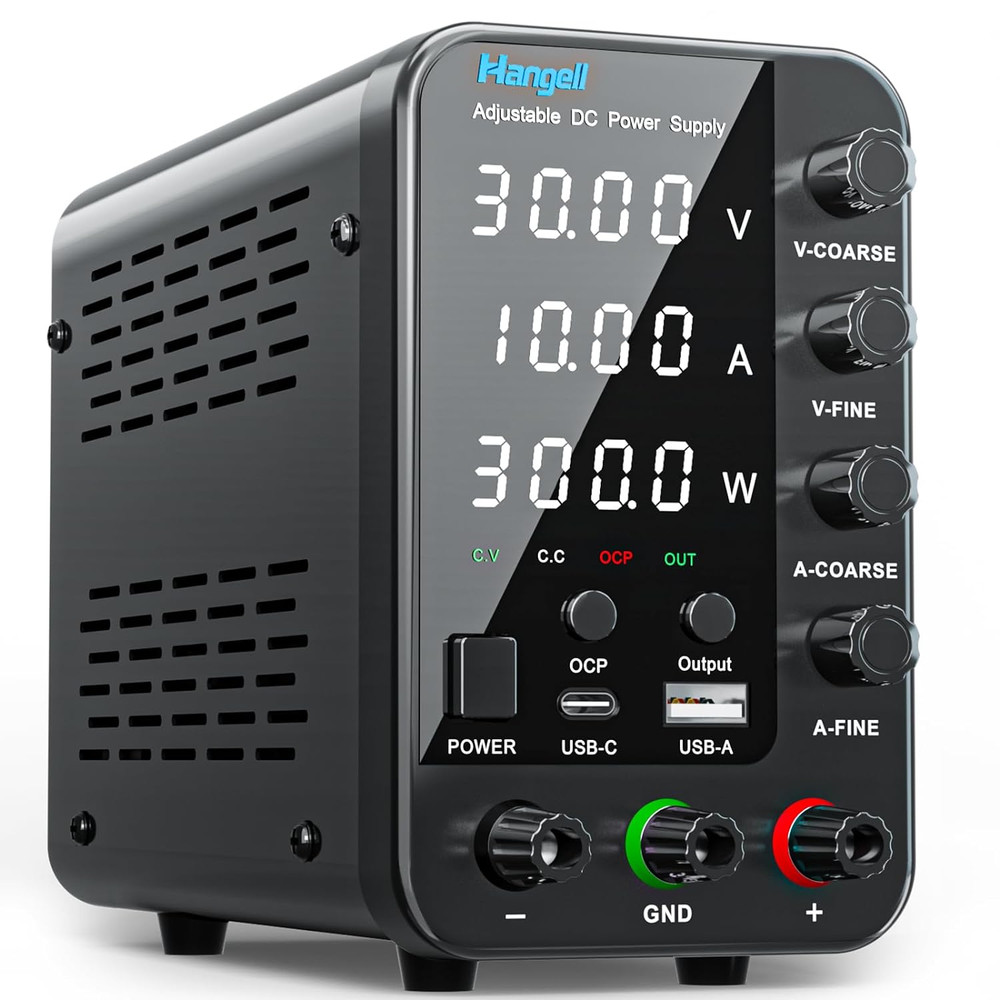 30V 10A Adjustable Bench Power Supply with Encoder Coarse & Fine Adjustment Knob