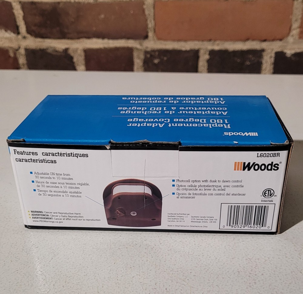 Woods 180° Replacement Adapter/Motion Sensor - L6020BR, Bronze, 70' Detection