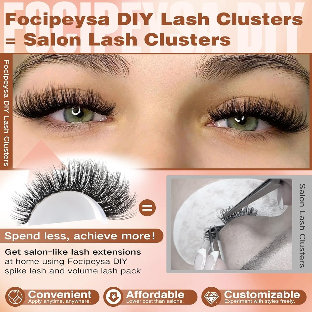 Ultra-Soft D Curl Lash Extensions: 200PCS Customizable Volume Cluster Kit