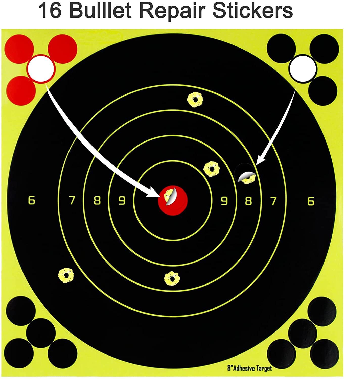 60 Pack 8" Stick Splatter Reactive Self Adhesive Paper Shooting Targets