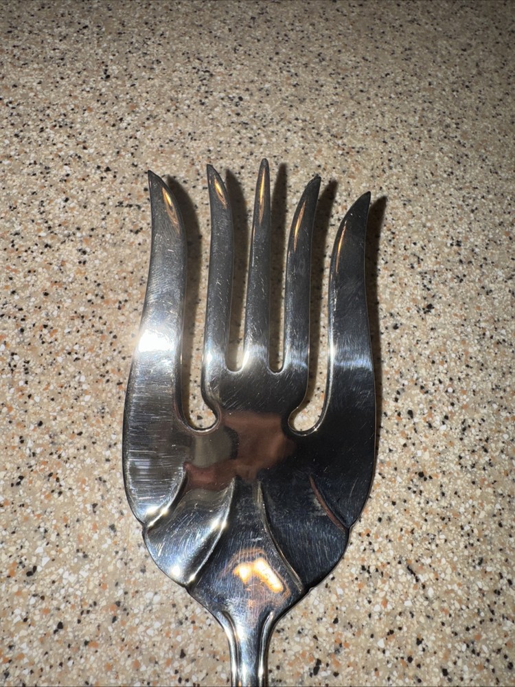 11.5” Silverplate Serving Fork w/ Christmas Tree & Bow Design on Handle Spode Lk