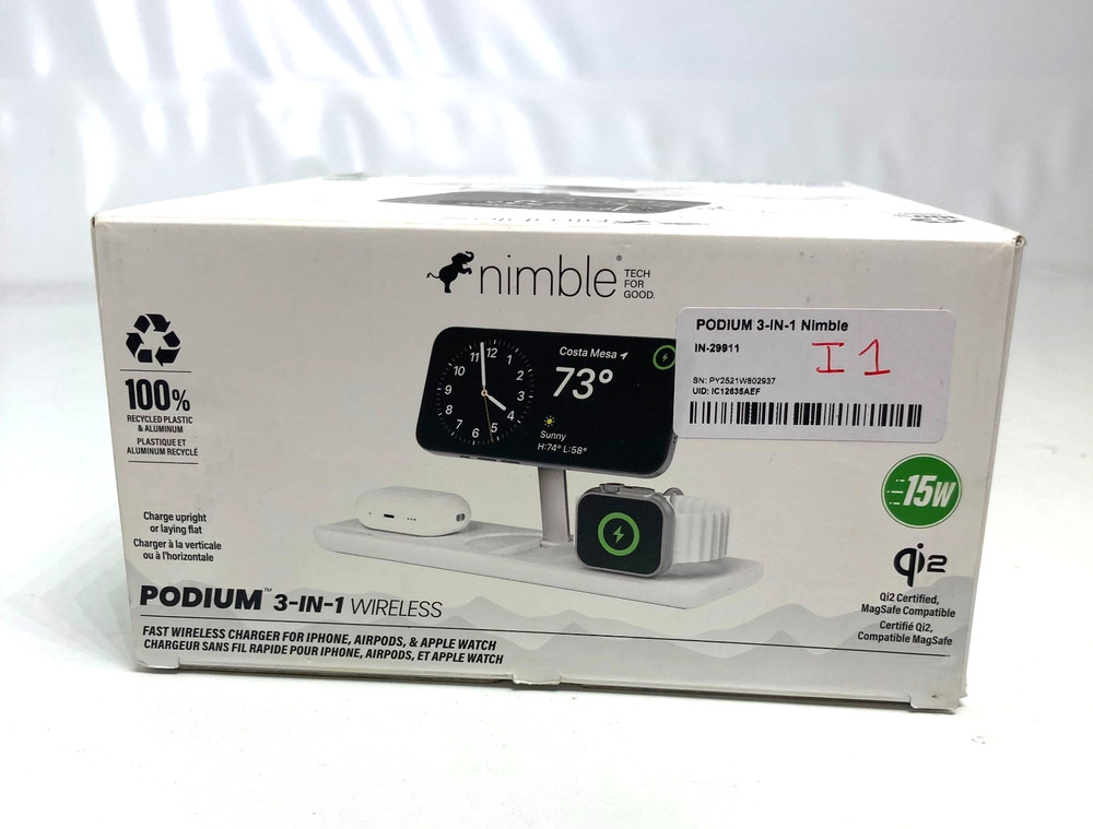 NIMBLE PODIUM 3-IN-1 WIRELESS CHARGER - NEW OPEN BOX