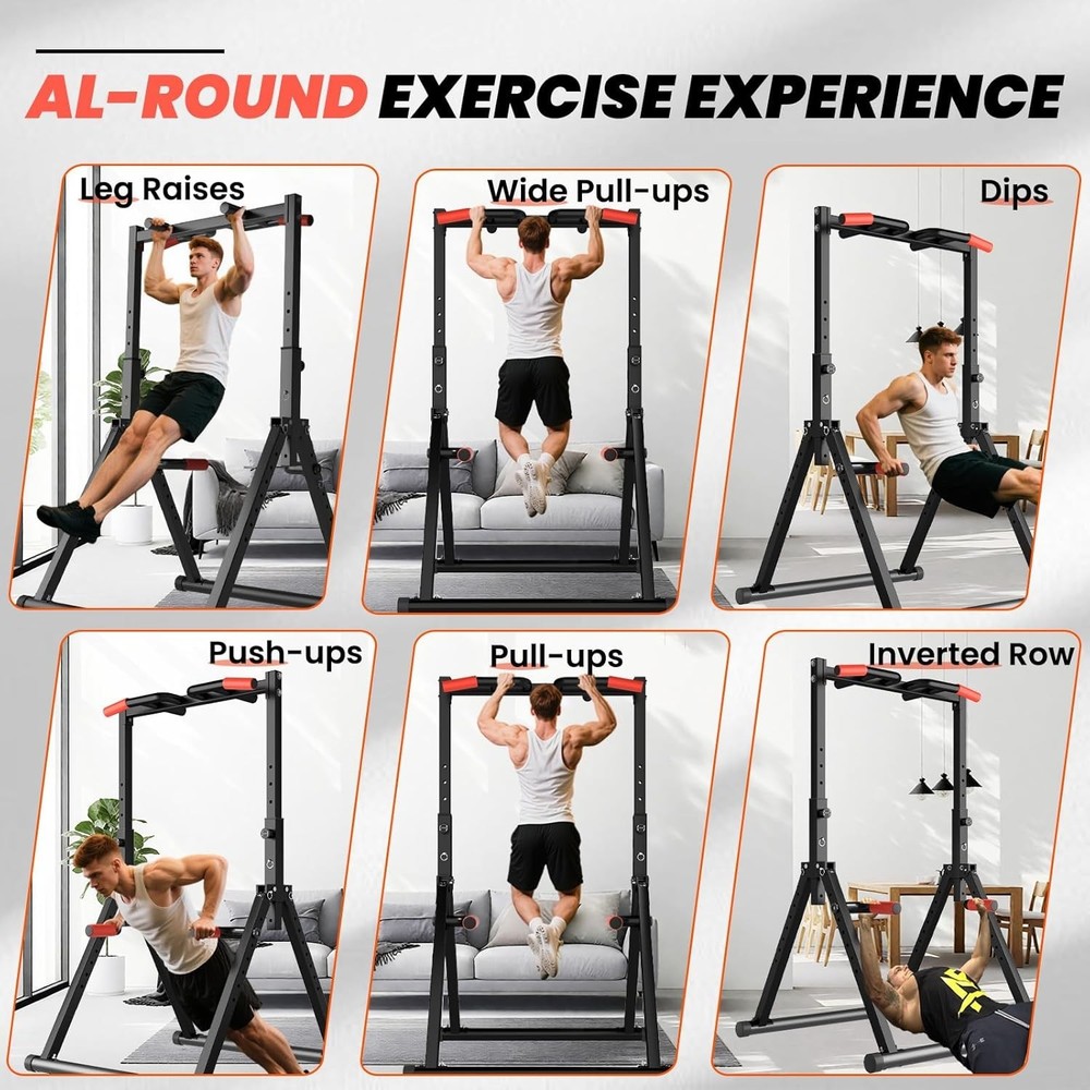 Power Tower Pull Up Bar Free Standing Adjustable Foldable Pull Up Station Home