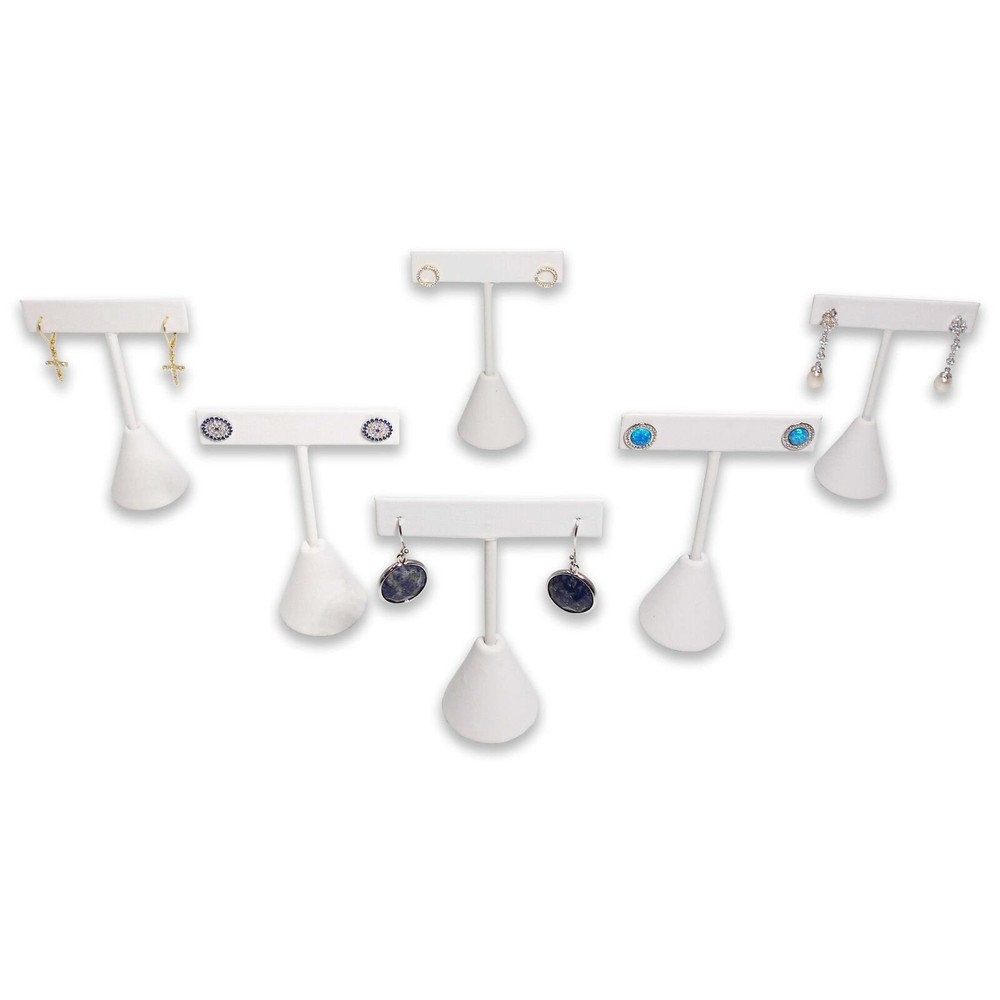 White Leatherette Earring T Shape Display Stands