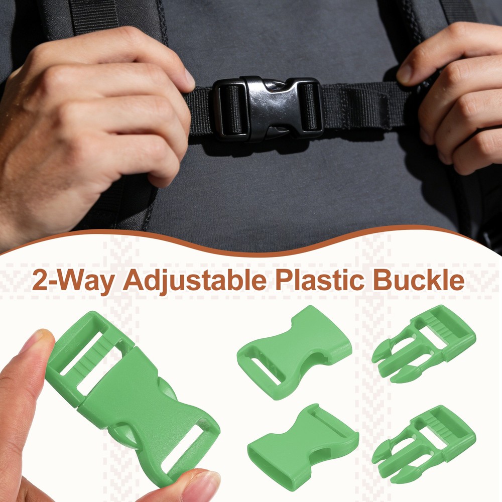 4 Pack Quick Side Release Buckle, 1" Plastic Buckle Clip, Green
