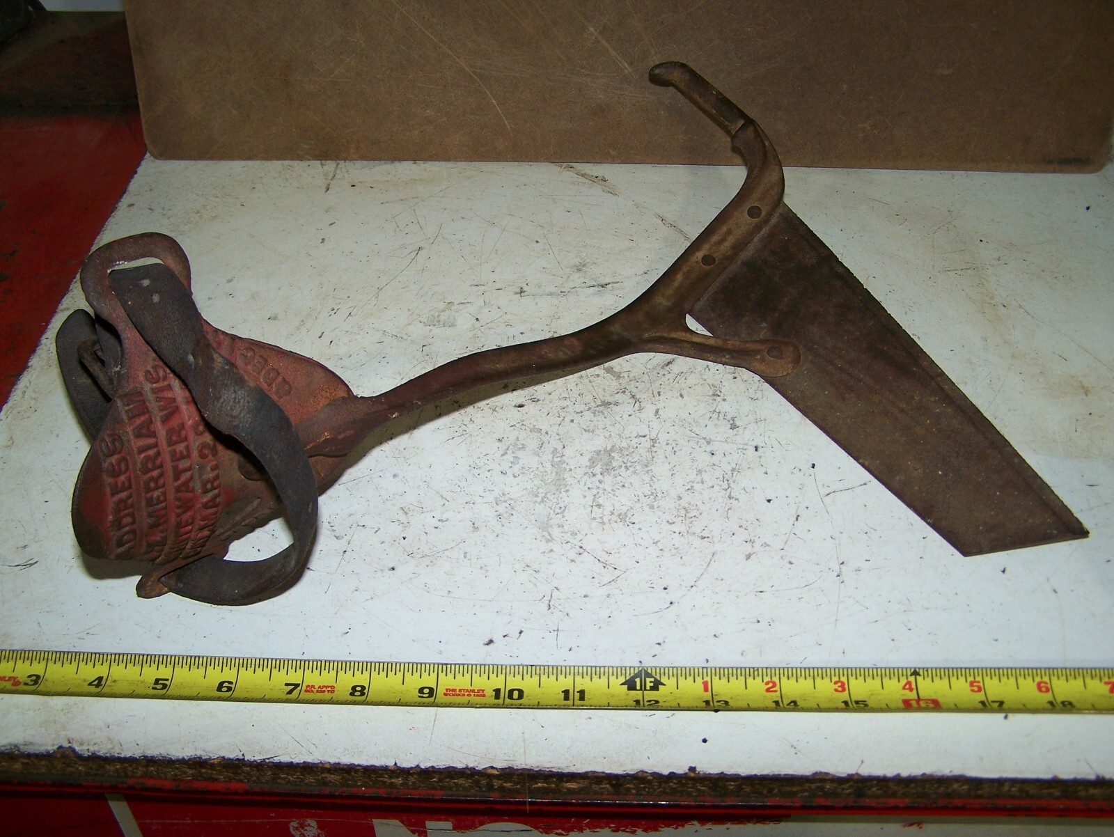 IZ MERRIAM Leg Type CORN CUTTER Cane Sorghum Primitive 1872 Whitewater WI WOW!