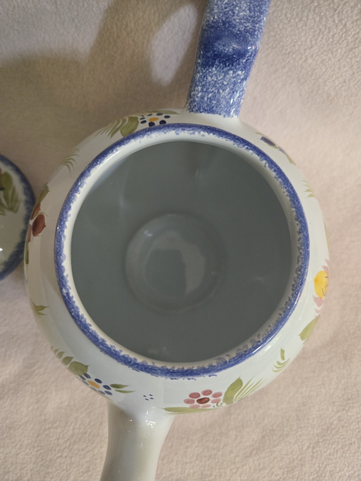 Vintage Henriot Quimper HB French Faience Fleuri Royal Teapot Cottagecore MINT