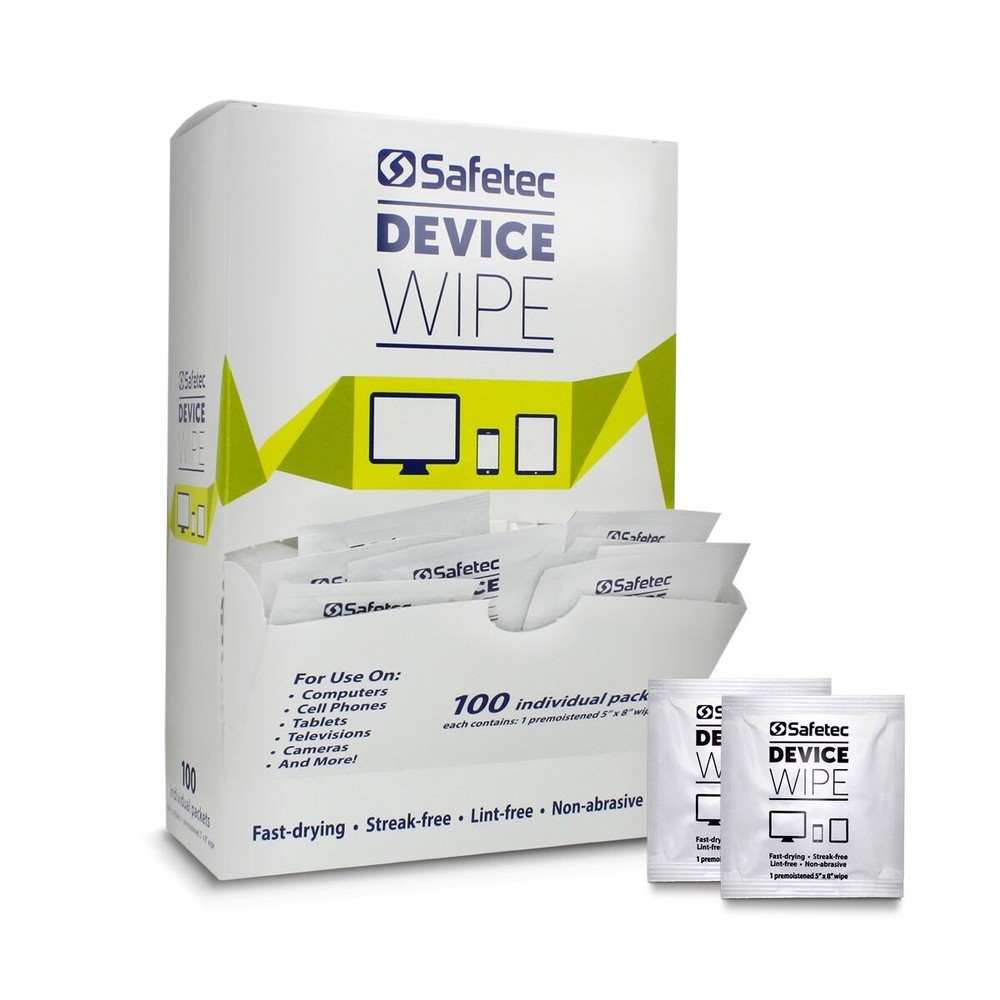 Safetec Device Cleaning Wipes 100 Pack Quickly Clean Touchscreen Devices 37006