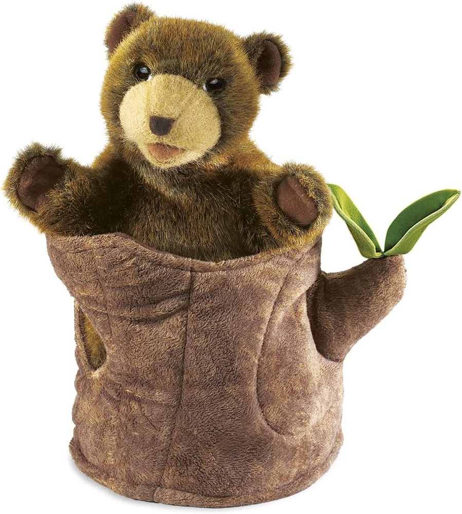 Folkmanis Bear in Tree Stump Hand Puppet