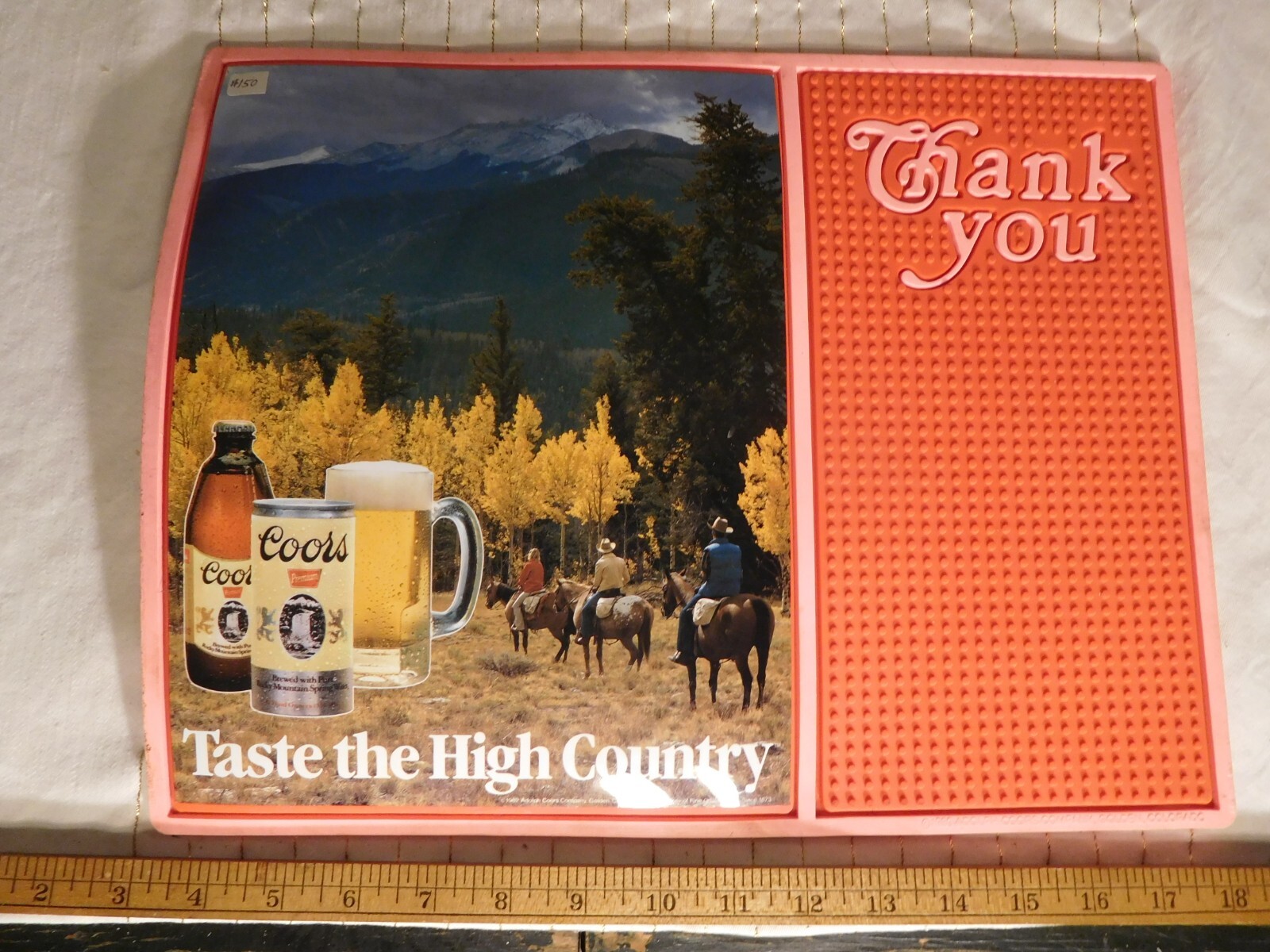 Red/Pink Vintage Miller "Taste the High Country" Rubber Bar Mat ~ THANK YOU