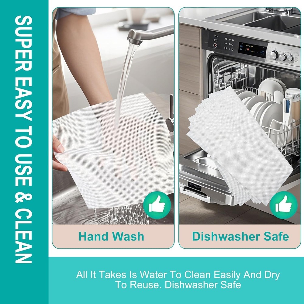 5 Pack Dishwasher Safe Non-Stick Silicone Dehydrator Sheets for Smooth Drying