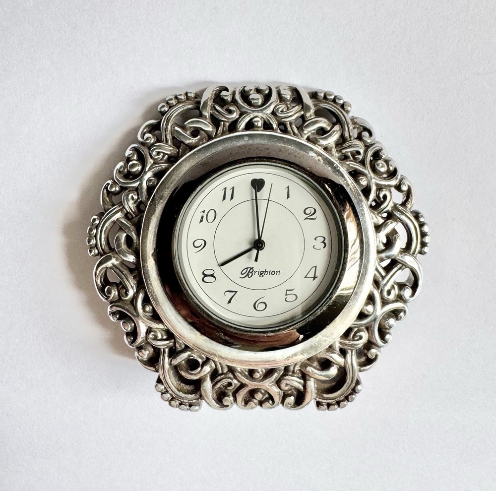Brighton Silver Filigree Desk Clock Silcon Electronics