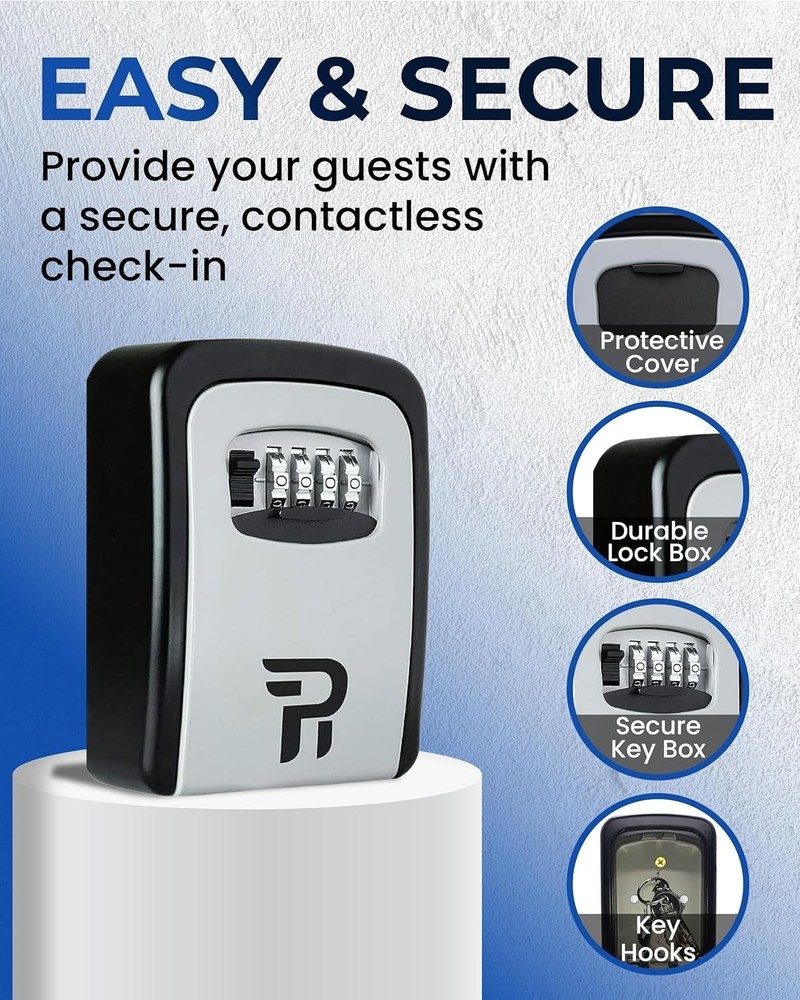 Spacious Key Lock Box with 4-Digit Code - Easy Install for Realtors and Homes