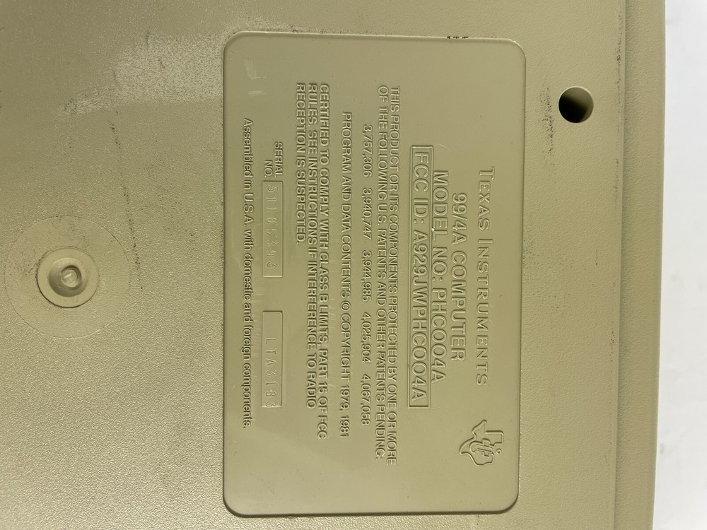 TEXAS INSTRUMENTS 99/4A Untested No Power Supply