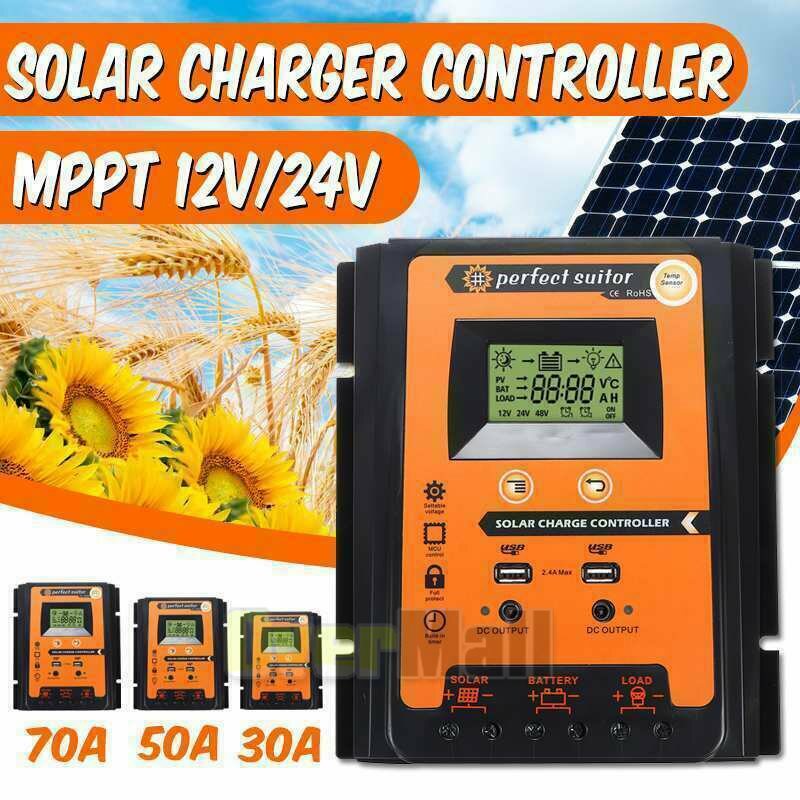 12/24V 100A MPPT Solar Charge Controller Panel Battery Regulator Dual USB Timer