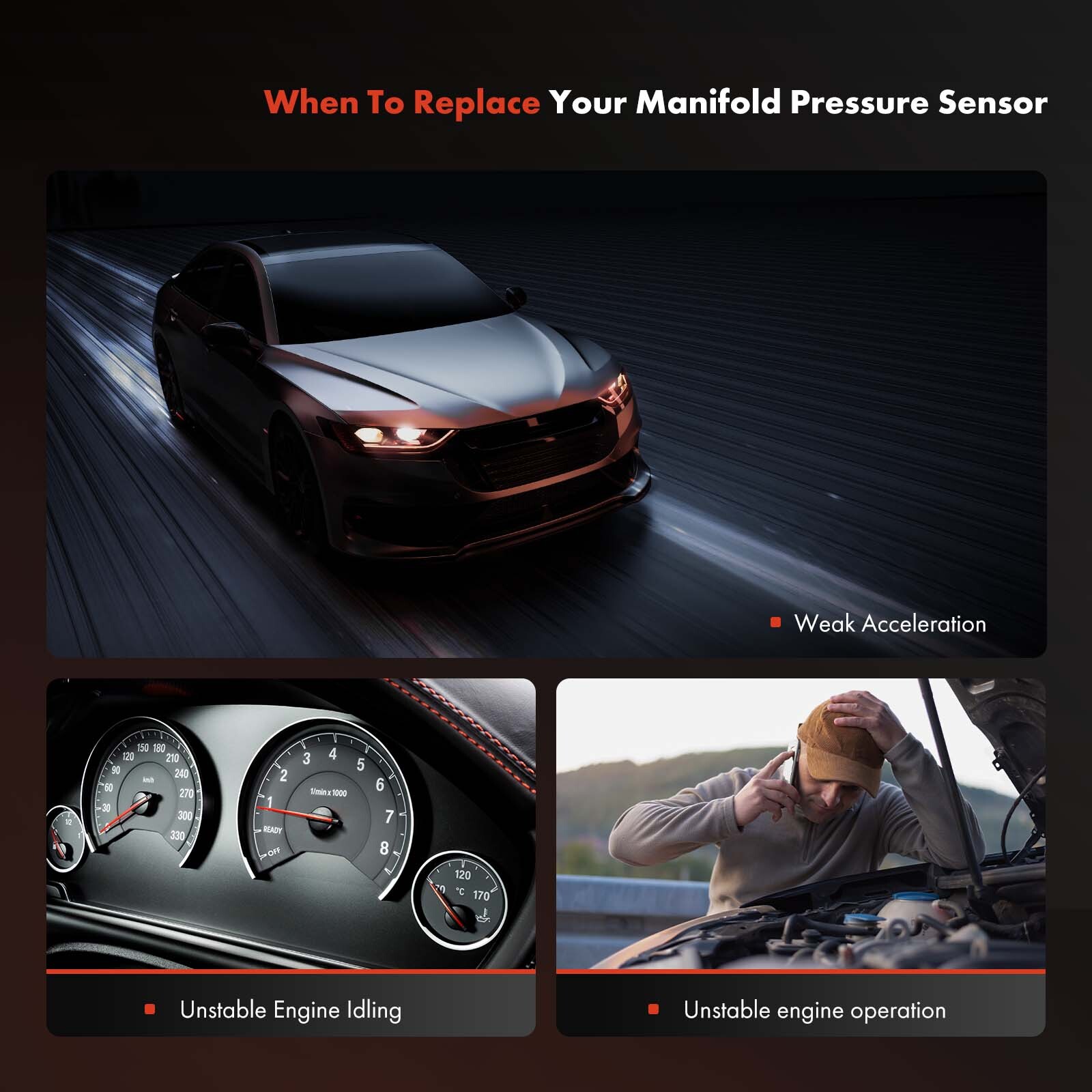 Power Brake Booster Sensor for Chevy Silverado 1500 Tahoe GMC Sierra 1500 Buick