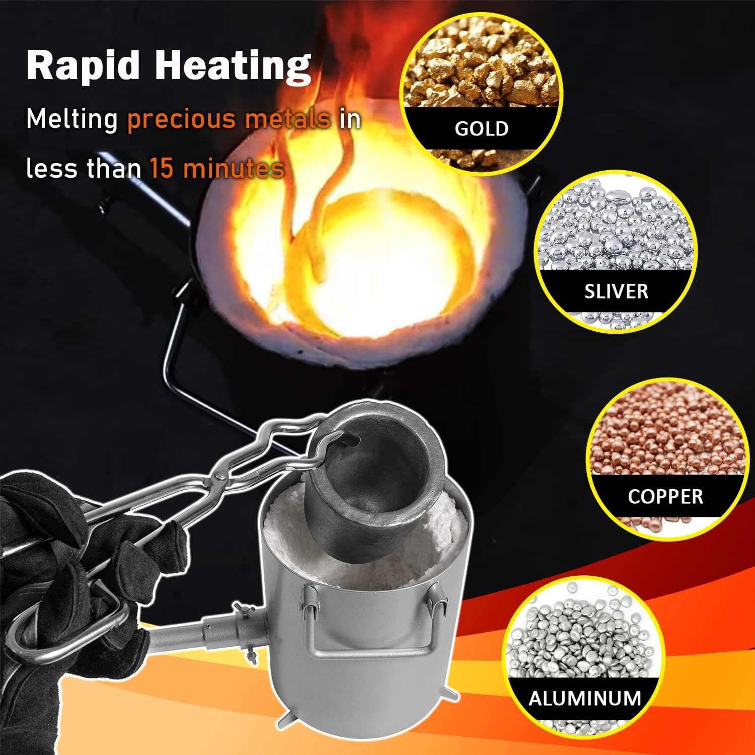28LB/12.8KG Propane Furnace Kit Smelting Gold Silver Copper Scrap Metal Casting