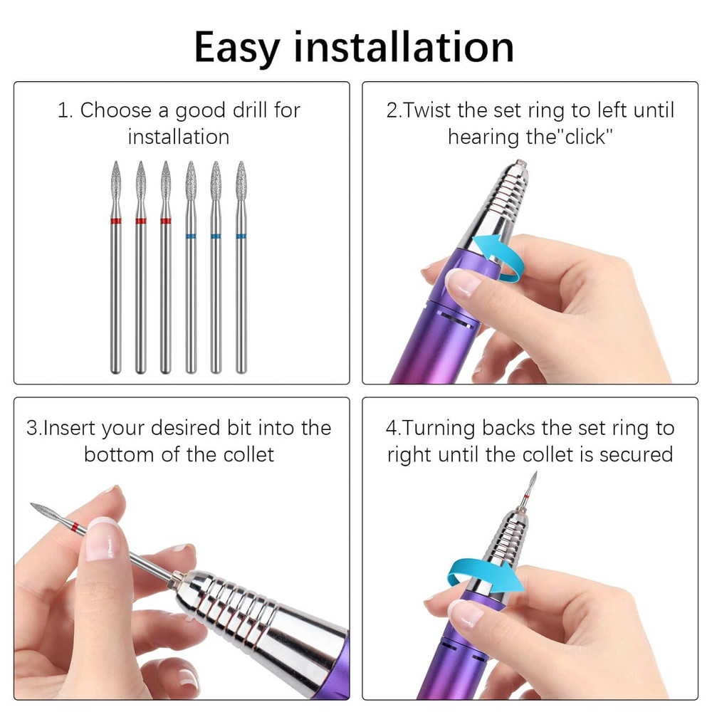 Cuticle Drill Bit,Nail Drill Bits Flame Cuticle Clean Drill Bit for 3/32''Electr