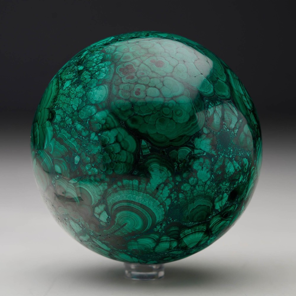 Hand-Polished Solid 3.5" Diameter Malachite Sphere // Ver. I