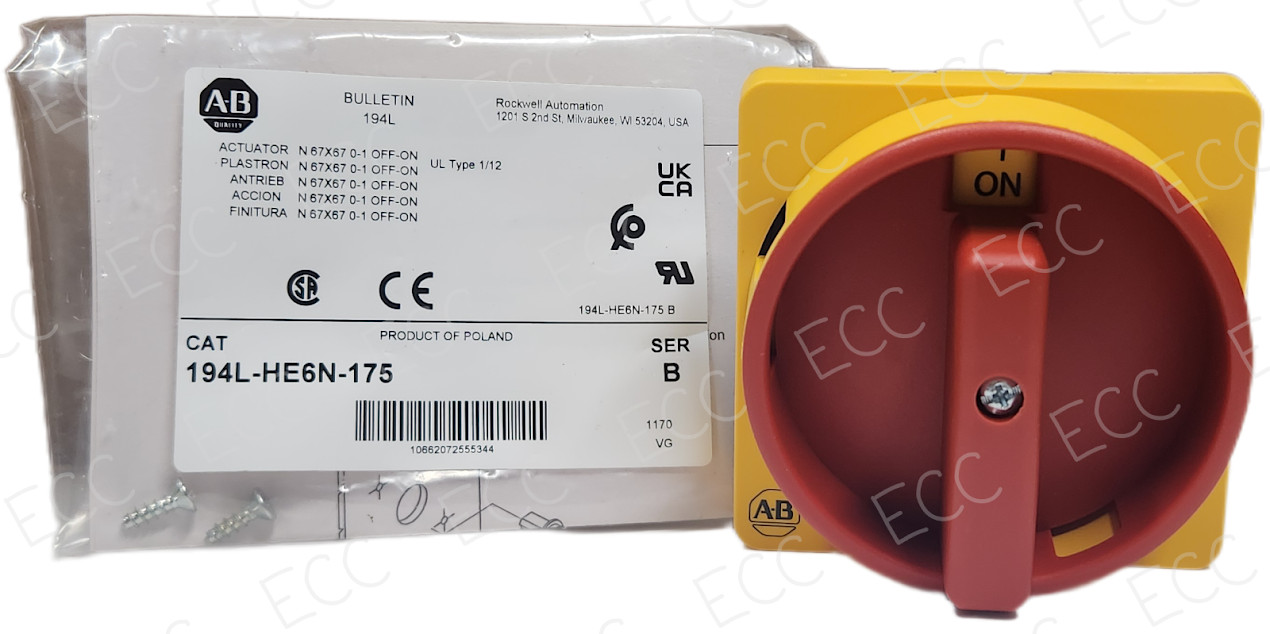 New Allen-Bradley 194L-HE6N-175 Actuator, Red/Yellow