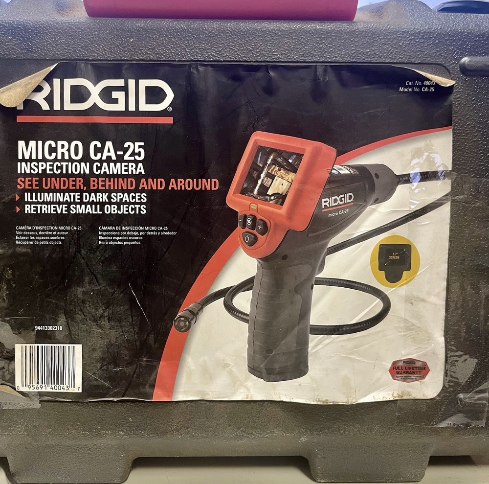 RIDGID Micro CA-25 Inspection Camera / Borescope 2.7” LCD + LED Light