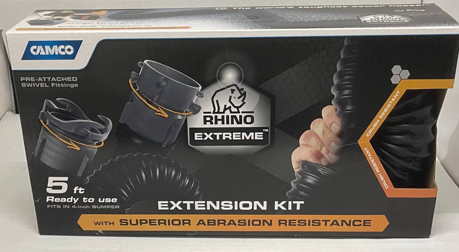 Camco RhinoEXTREME 5' Sewer Hose Extension with Pre-Attached Swivel Fittings