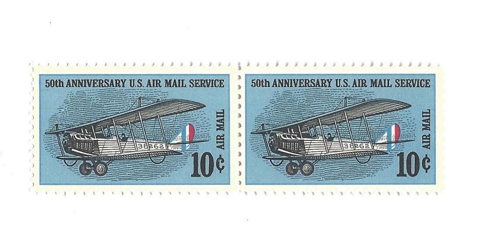 STAMPS US SCOTT C74 "Curtiss Jenny" 10 CENT 1968 MNH HORIZONTAL PAIR