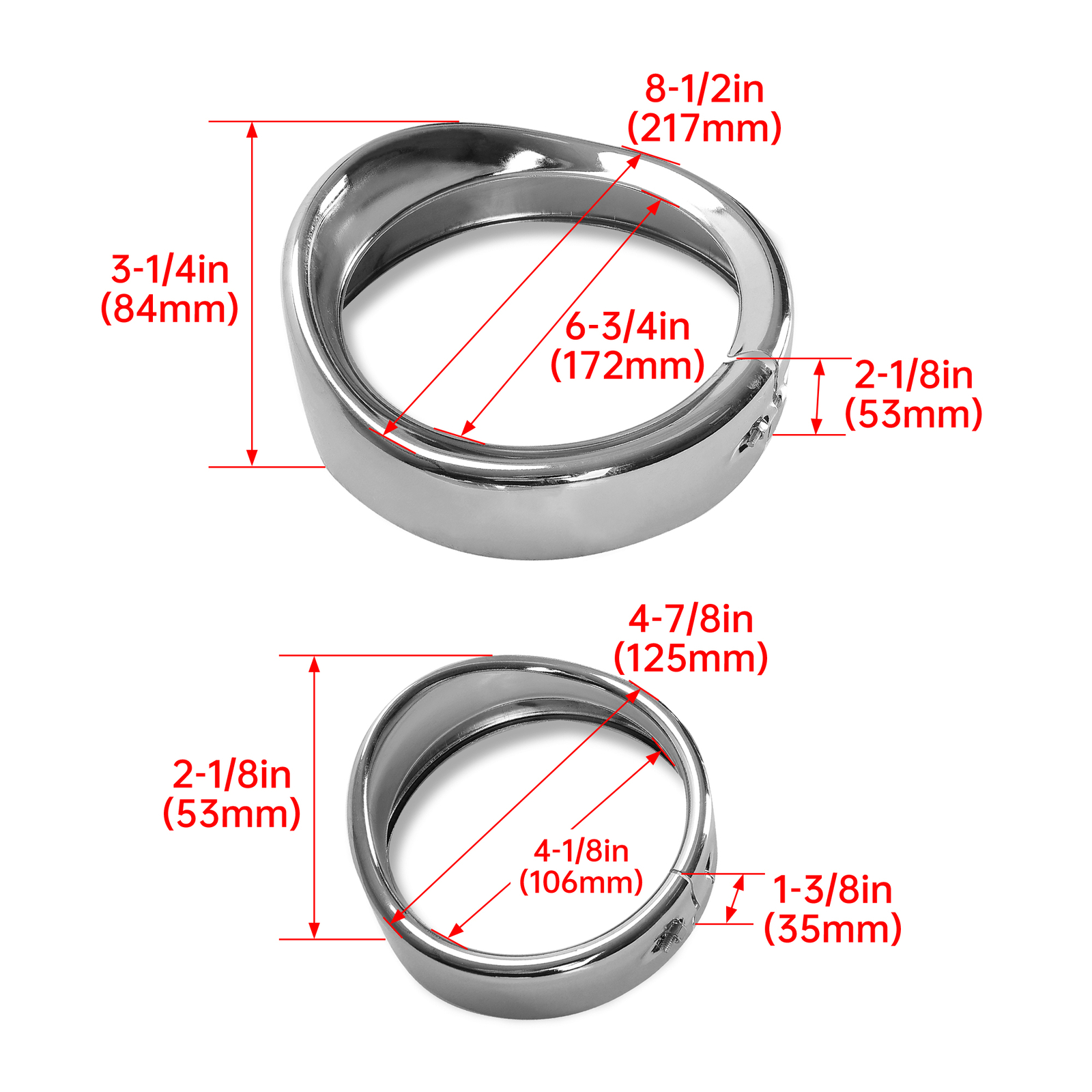 For Harley 7" Headlight Lights 4.5" Passing Fog Lamp Visor Trim Ring Bezel Cover