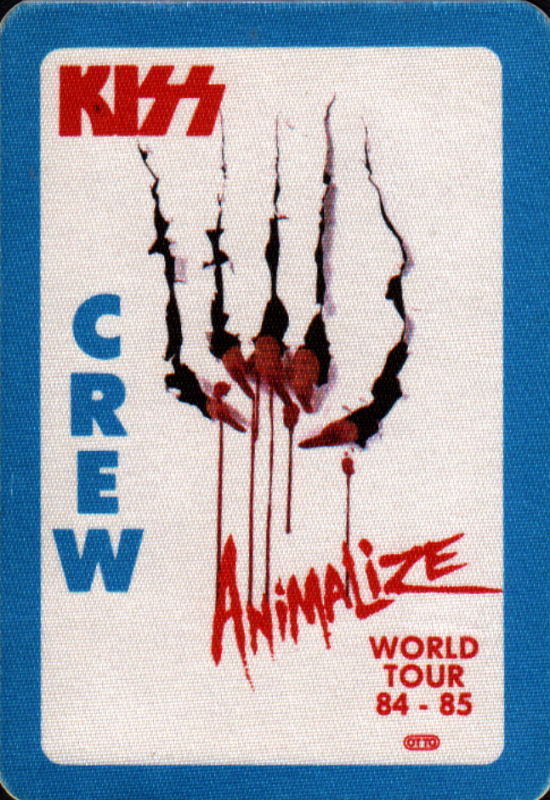 KISS ANIMALIZE WORLD TOUR 1984-85 CREW Backstage Pass UNUSED