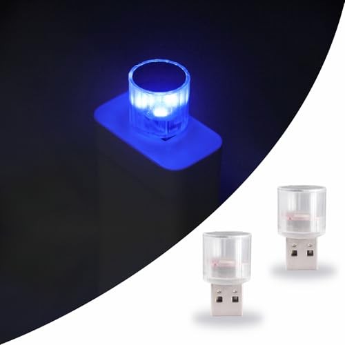 USB LED Car Interior Night Light Atmosphere Lamp, 2 Pcs Universal Mini USB LED