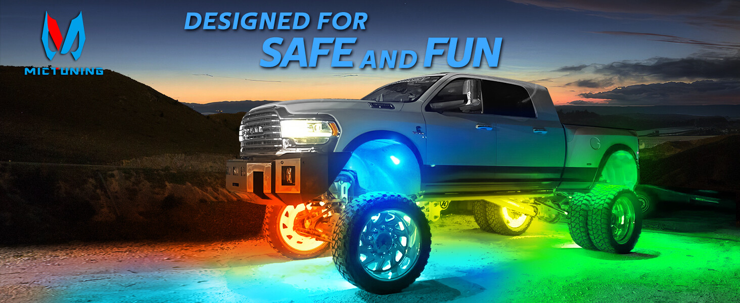 MICTUNING C2 Max RGB+IC LED Rock Lights, Upgrade 12 Pods Chasing Neon Lights Kit