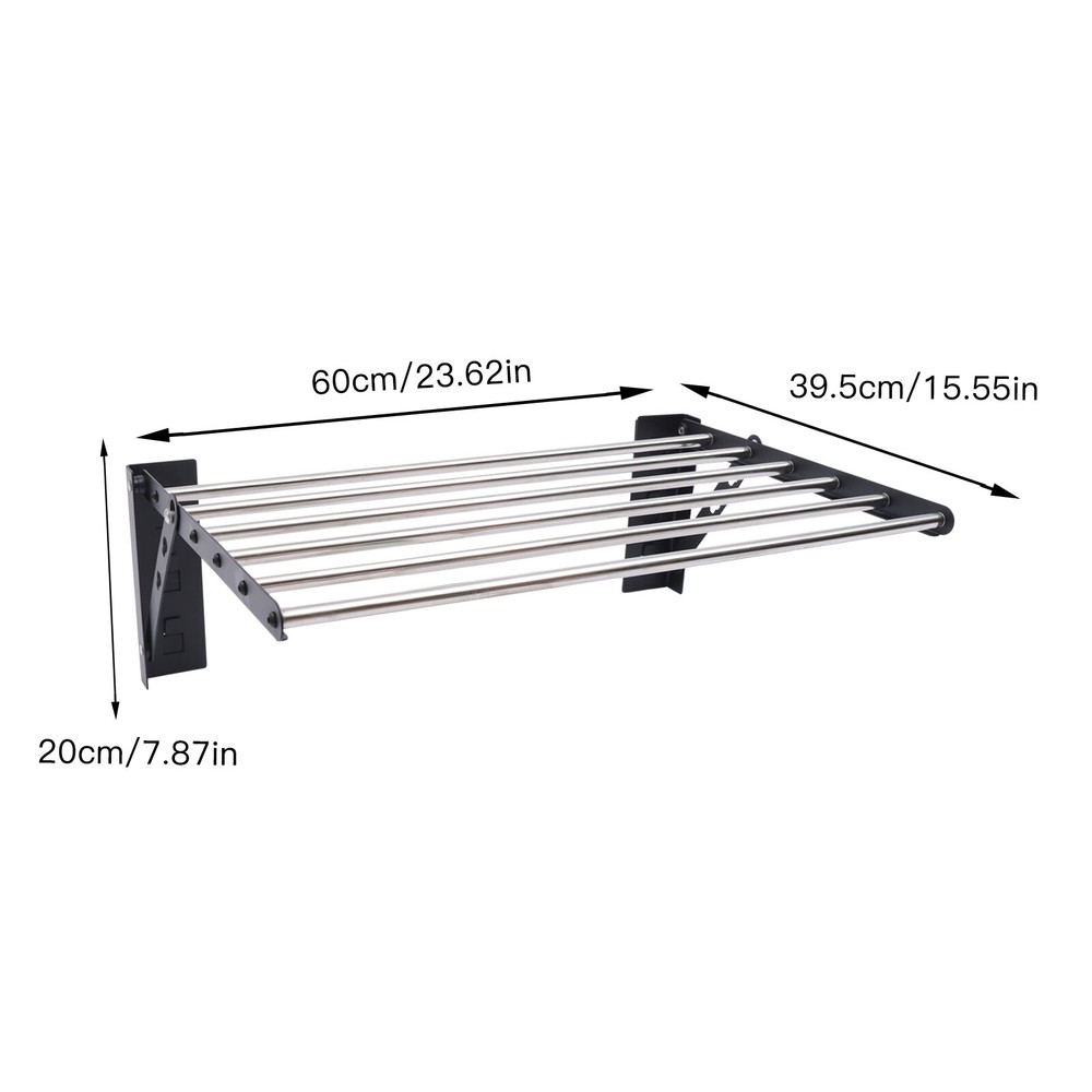 Folding Laundry Drying Rack Wall-mount Foldable Clothes Dryer Hanger Storage