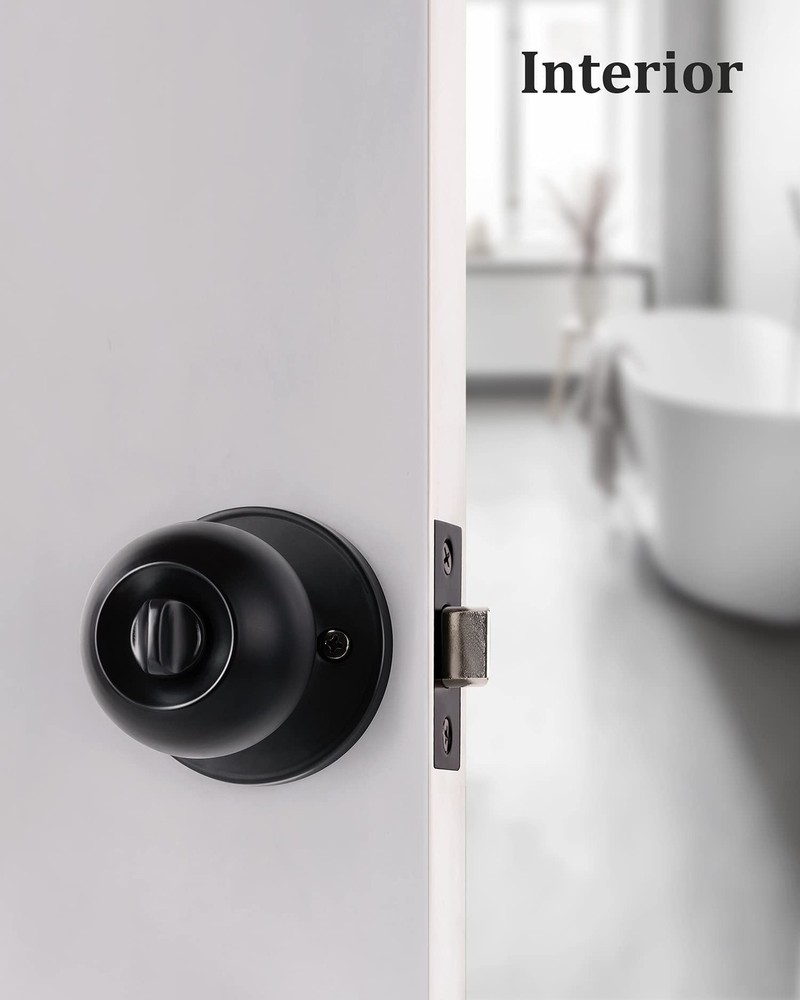Lanwandeng (2 Pack) Matte Black Interior Door Knobs with Lock for Bedroom/Bat...