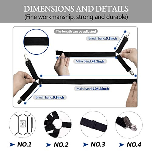Bed Sheet Straps,Adjustable Elastic Sheet Fasteners,Secure Mattresses Covers