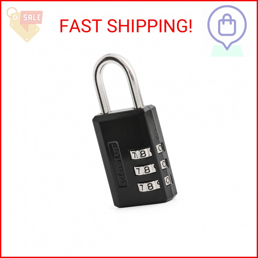 Master Lock Black Combination Padlock, Indoor Gym Locker Lock with Customizable